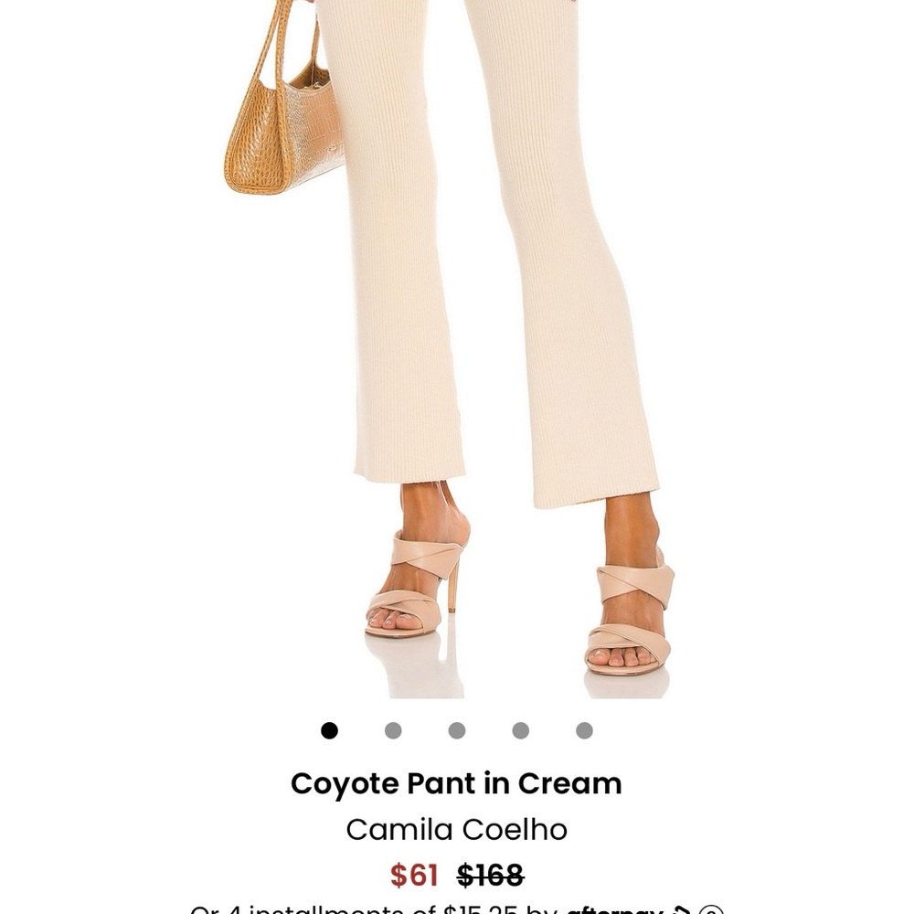 Cream Ribbed Flare Pants - Picture 4 of 4